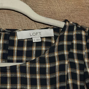 LOFT women's Small, black and gold plaid shirt Clearance